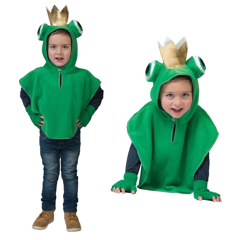 Froschkönig Frosch Kinder Kostüm für Mädchen und Jungen 92 98 104 110 Poncho 