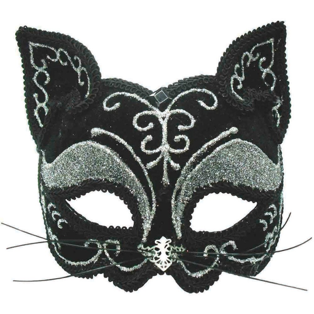 Augenmaske Katze schwarz weiß gold Tiermaske edel 