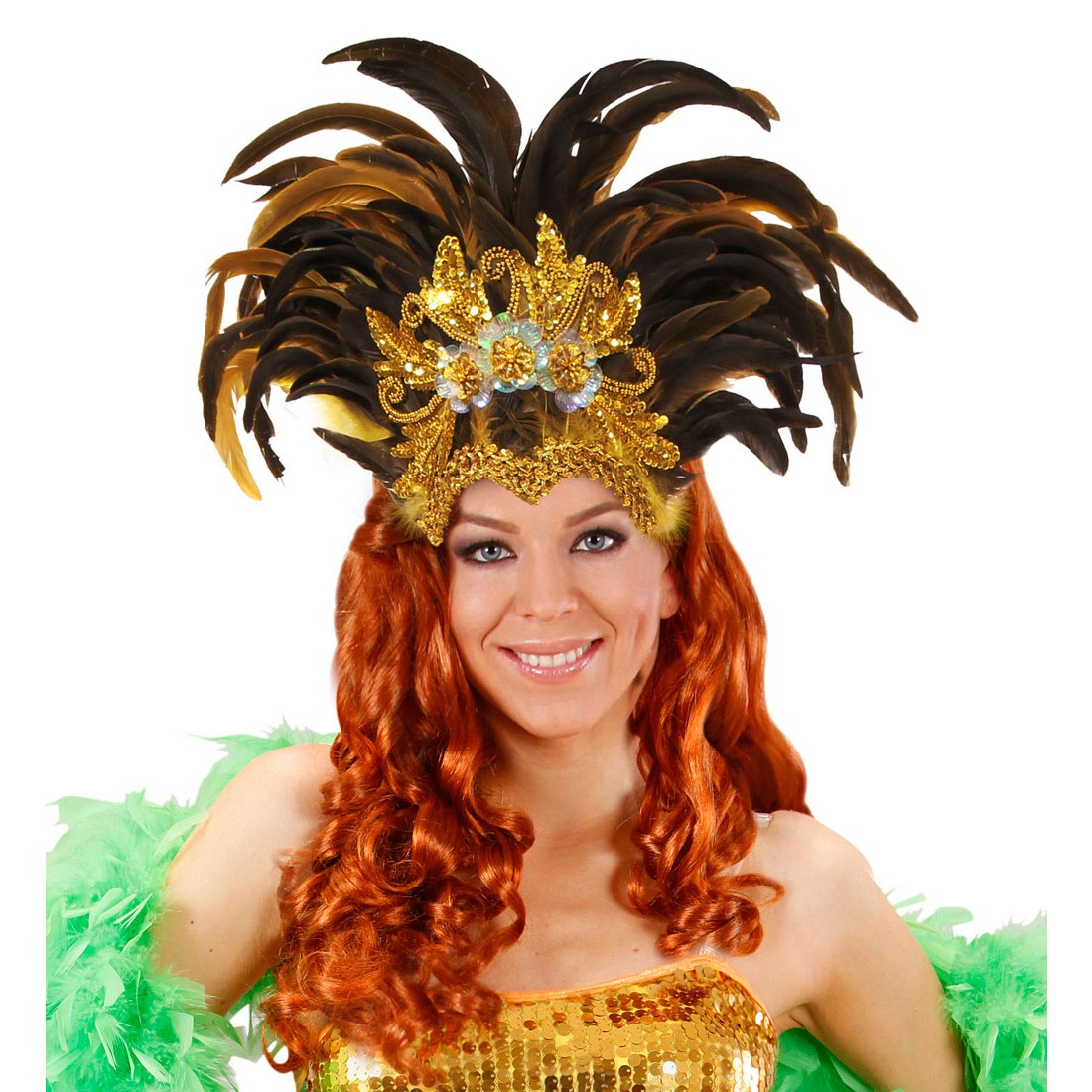 Samba Haarschmuck Kopfschmuck mit Pfauenfedern Bunt Haarband Karneval in Rio 