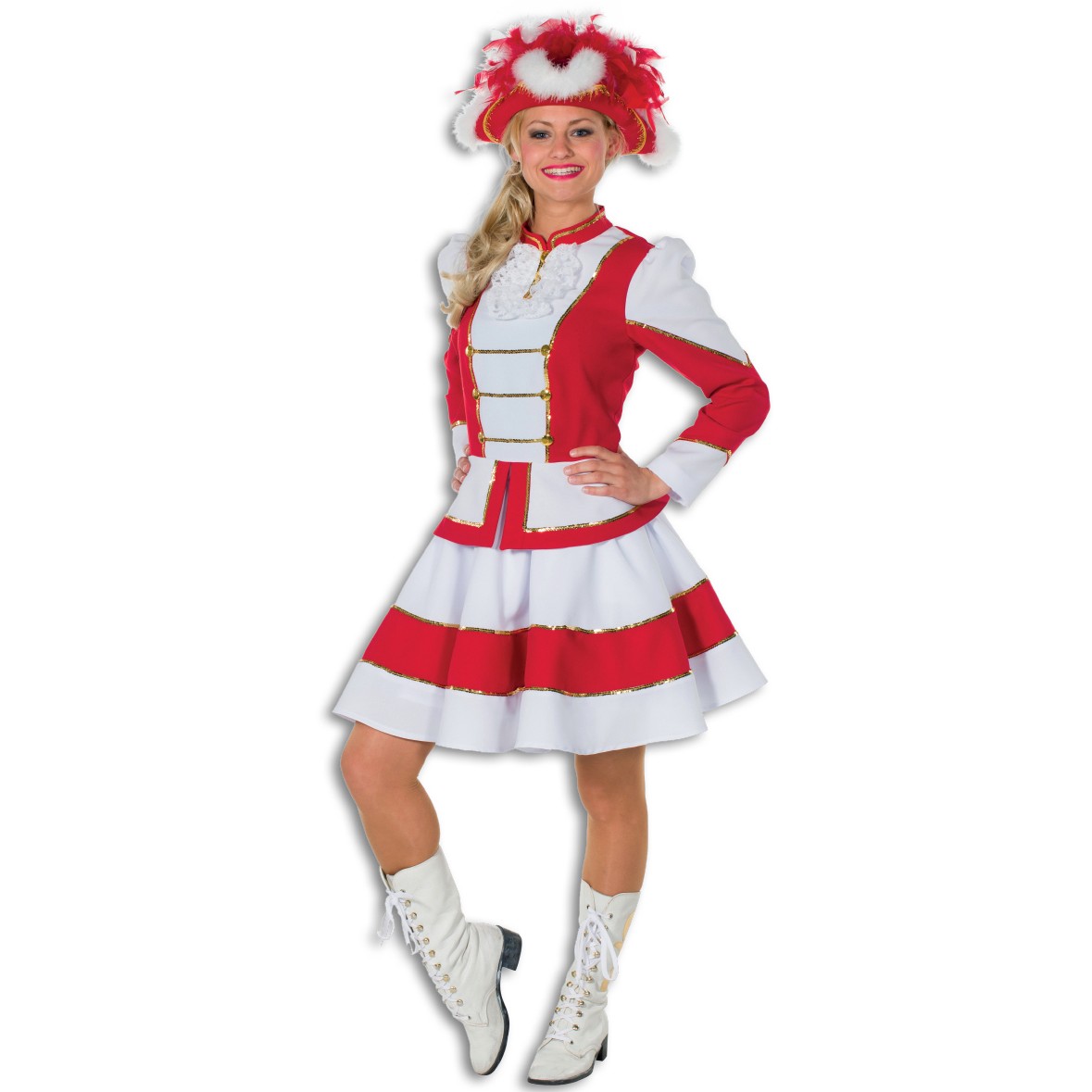 rot/weiß FUNKENMARIECHEN Gr L 42/44 Damen Kostüm Tanzmariechen Garde Uniform 