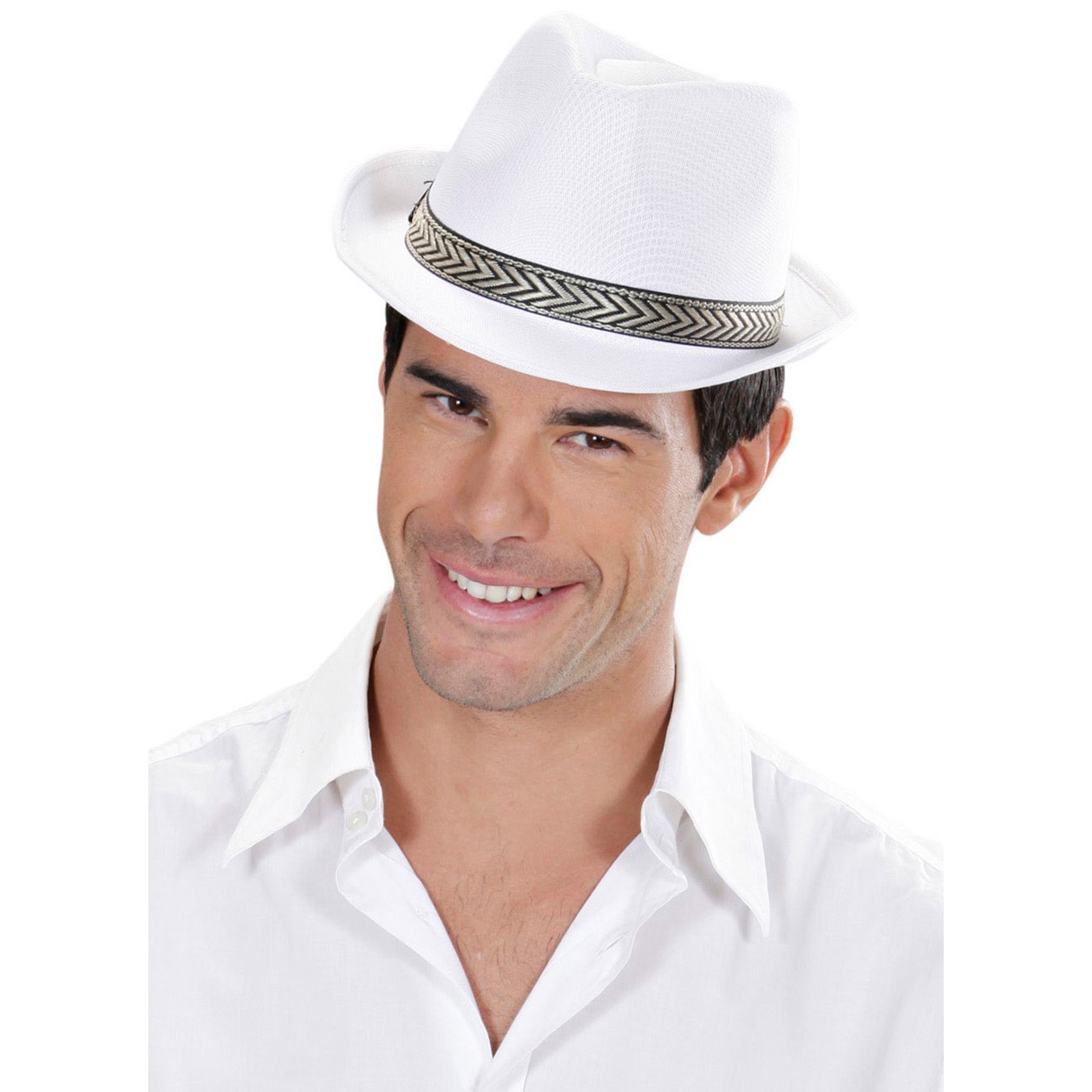 Karneval Fasching Hut Mütze Kopfbedeckung Popstar Fedora Hut weiß NEU