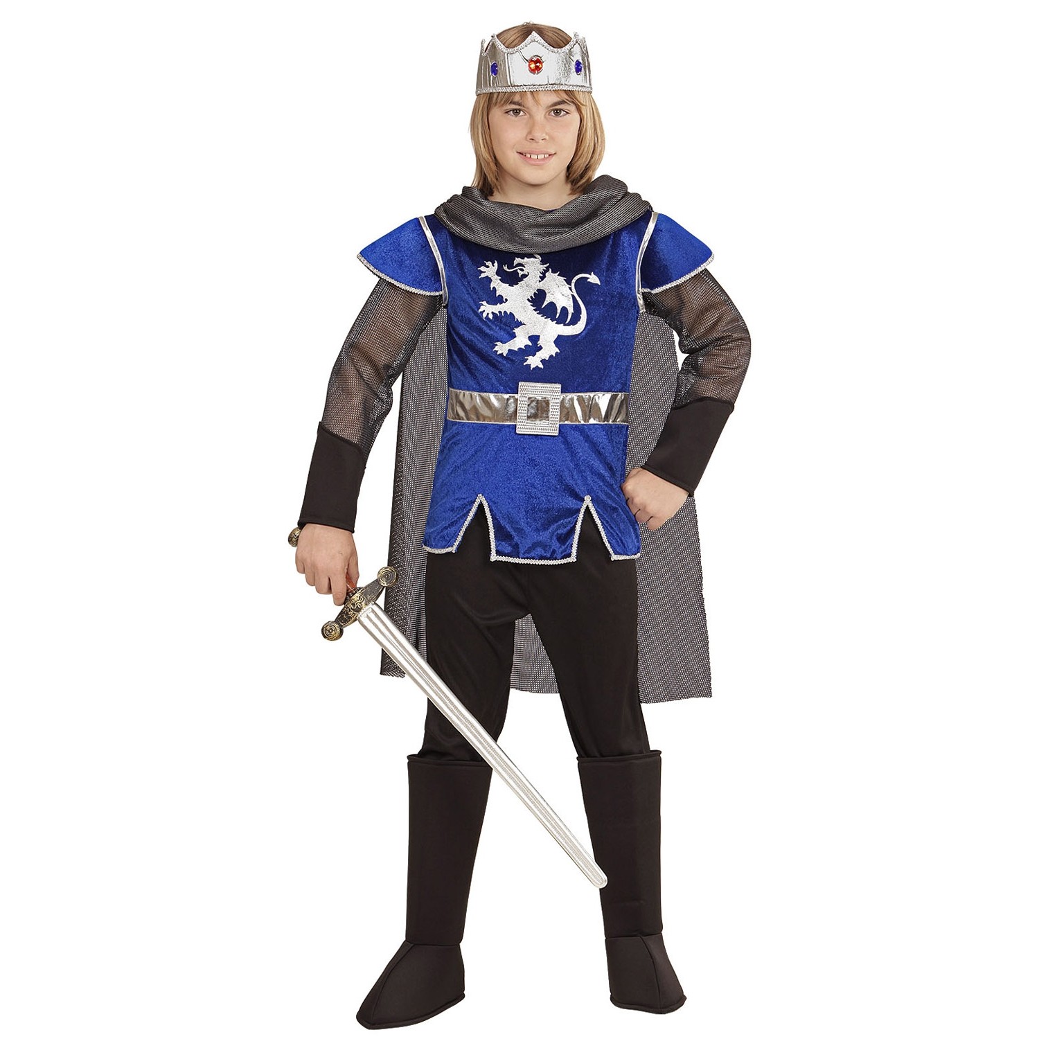 Mittelalter Prinz Kostüm Kinderkostüm König Arthur mit Krone Ritter Märchenprinz 