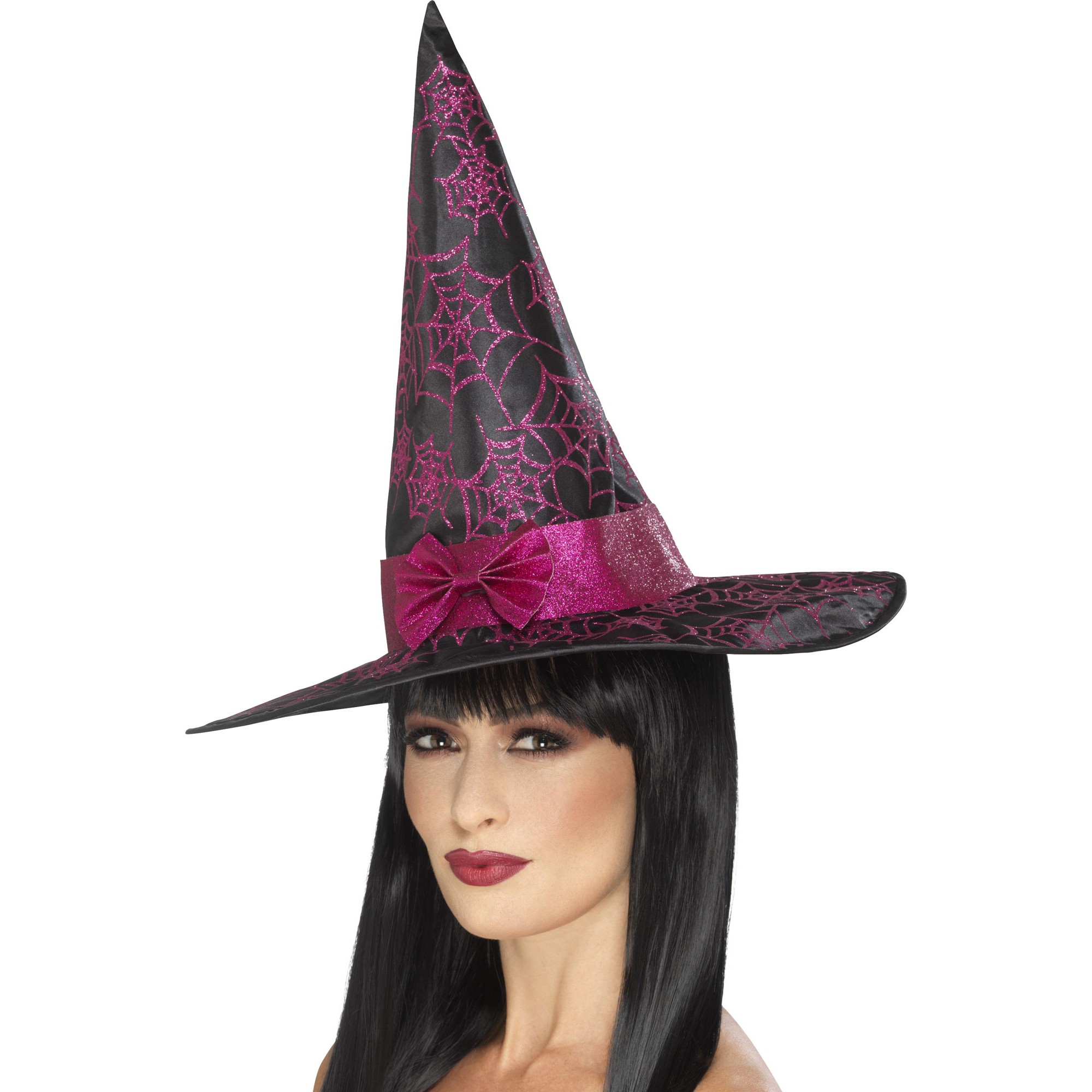 Halloween Kopfbügel Hexenhut Mini schwarz pink Hexe 