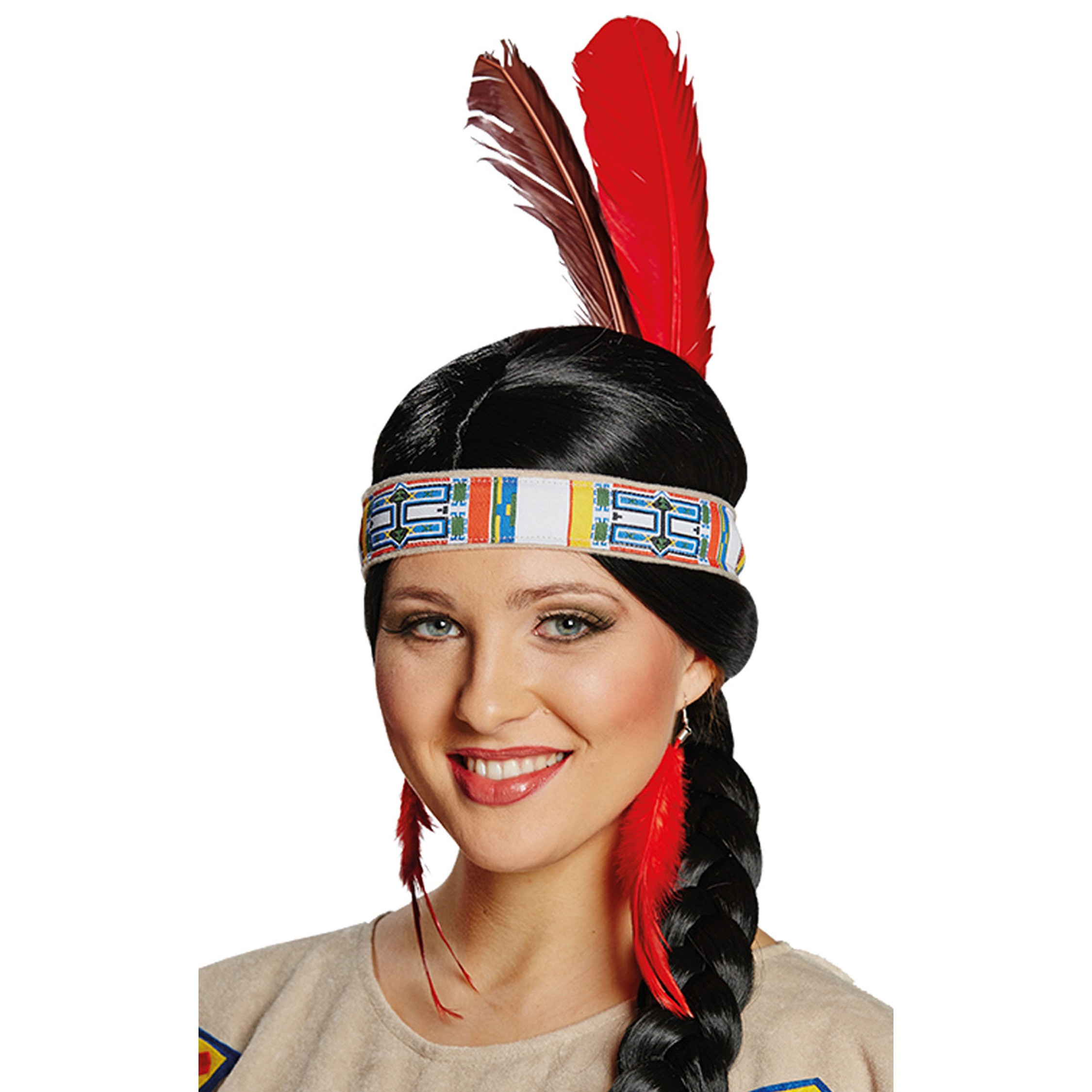 Indianerschmuck Stirnband Indianer Perlen 5 Reihig Rot Muster kann abweichen