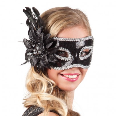 Venice Maske schwarze Blume