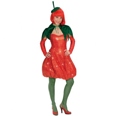 Sexy Erdbeere Kostüm für Damen 4-teilig
