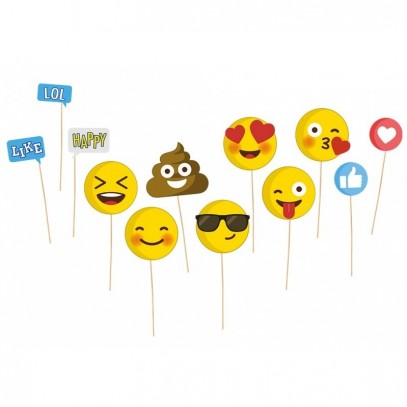 Emoji Sticks für Partyfotos 12tlg