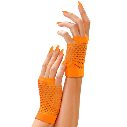 Fingerlose Netzhandschuhe neon-orange