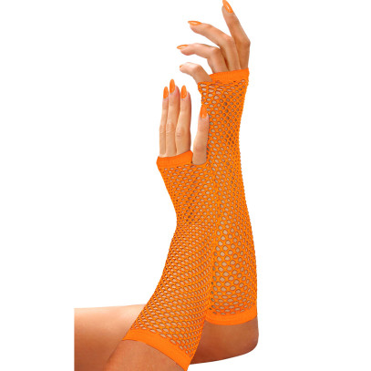 Fingerlose Netzhandschuhe neon-orange 33cm