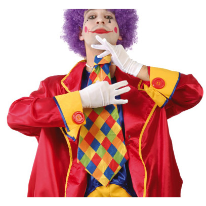 Karierte Clowns Krawatte bunt für Erwachsene 55cm