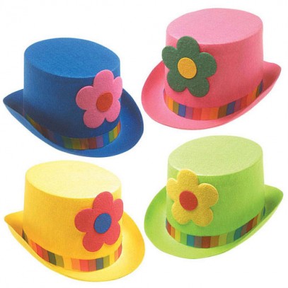 Bunter Clown Hut mit Blume in verschiedenen Farben