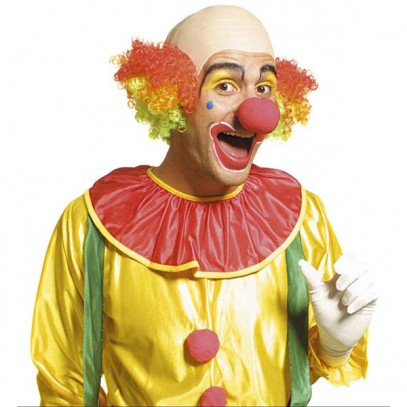 Clown Glatze Deluxe mit Multi-Color-Perücke