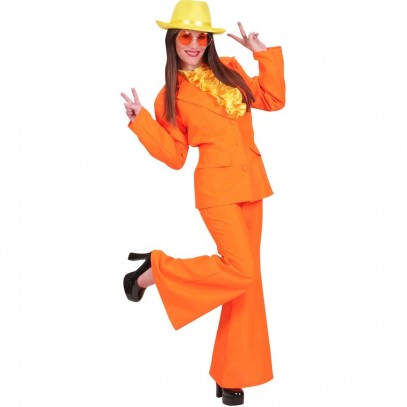 70er Party Girl Kostüm orange 1