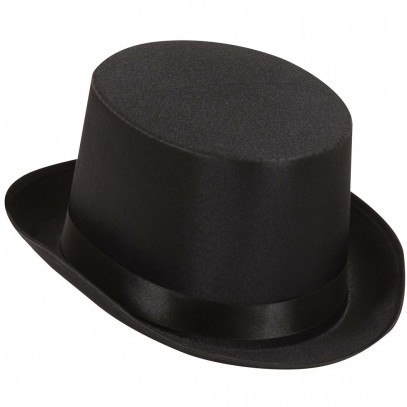 Schwarzer Zylinder-Hut aus Satin