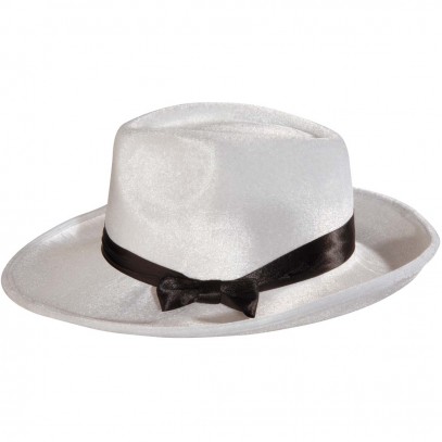 Weißer Mafia-Hut mit Satinband