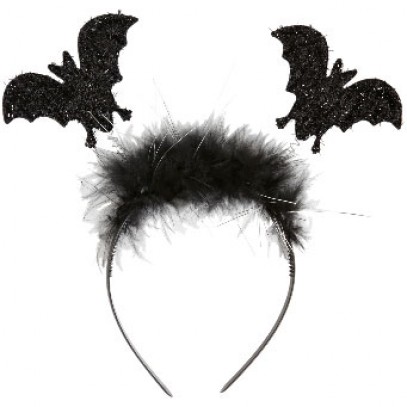 Fledermaus-Haarreifen schwarz mit Federn