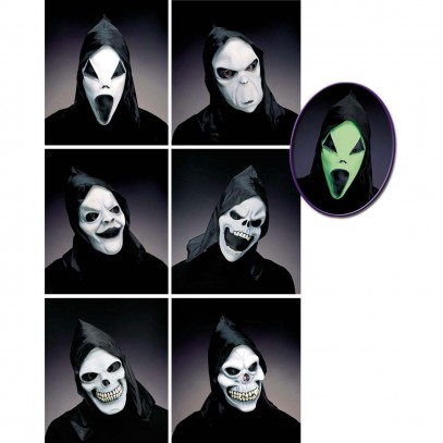 Neon Halloween Horror Maske mit Kapuze