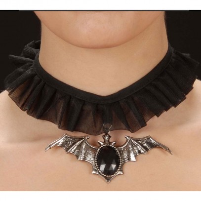 Gotische Fledermaus Halskette mit Edelstein