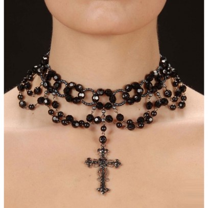 Gotische Halskette mit Perlenkreuz 1