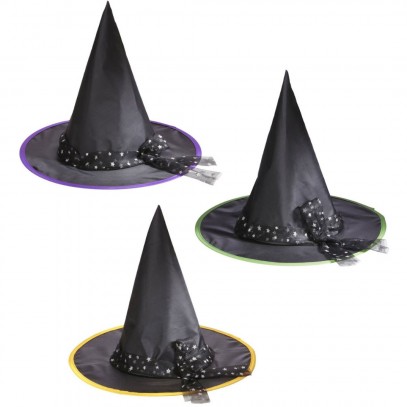 Kinder Hexen-Hut mit Sternenband in 3 Farben 1