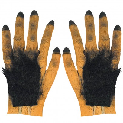 Gelbe haarige Monsterhände aus Latex