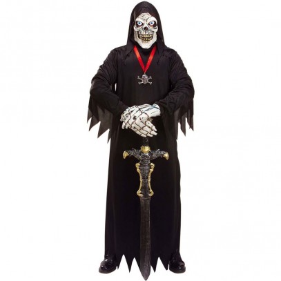 Sensemann Skelett Kostüm Deluxe mit Kapuze und Händen