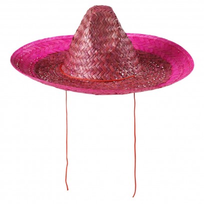 Party Sombrero Strohhut pink 48cm