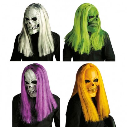 Skull Maske mit Haaren in 4 Farben