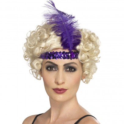 20er Jahre Pailletten Stirnband violett