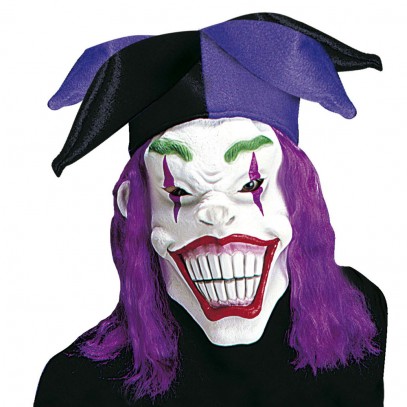 Halloween Joker Maske mit Hut und Perücke