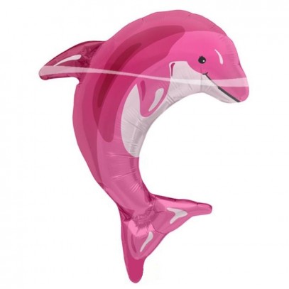 Glänzender Delphin Folienballon in Pink