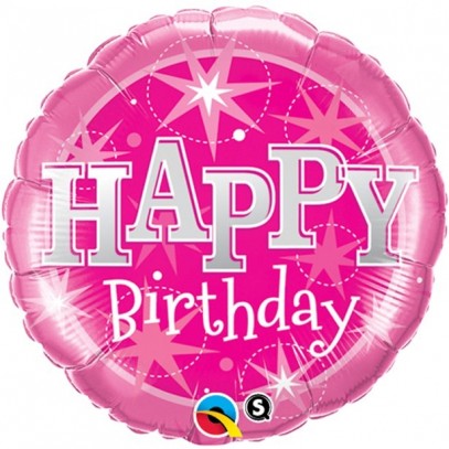 Pinker Happy Birthday Sparkle Luftballon