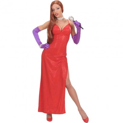 Edles rotes Pailettenkleid Showstar Kostüm für Damen