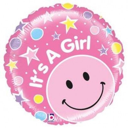 Smiley Folienballon It's a Girl