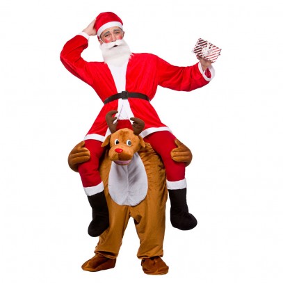 Weihnachtsmann auf Rentier Huckepack Kostüm