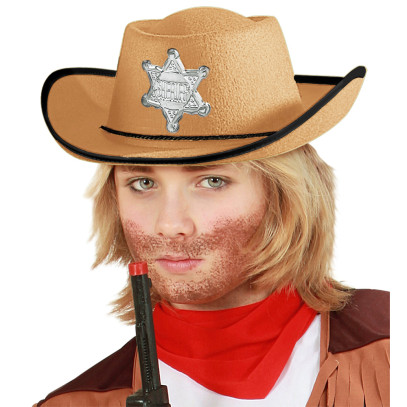 Sheriff Cowboy Hut für Kinder beige