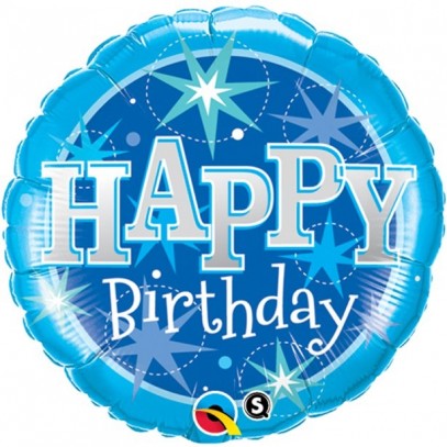 Blauer Happy Birthday Sparkle Luftballon