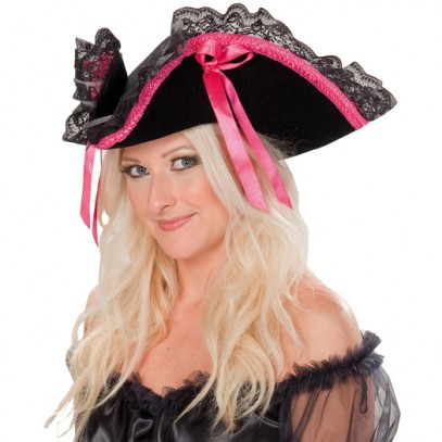Piratin Lady Hut schwarz-pink