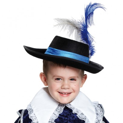 Musketier Hut für Kinder schwarz-blau 