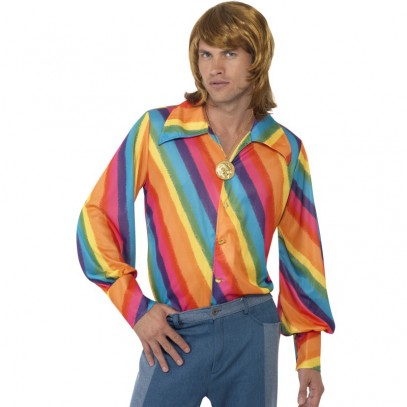 70er Jahre Regenbogen Hemd