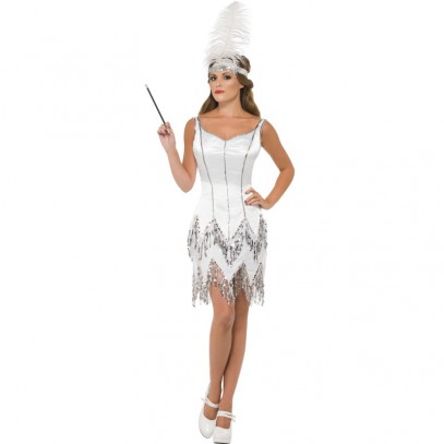 Flapper Girl Kostüm 20er Jahre weiß 1