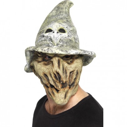 Horror Hexen-Maske mit grauem Hut
