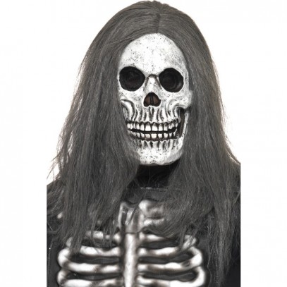 Skelett-Maske mit grauer Perücke