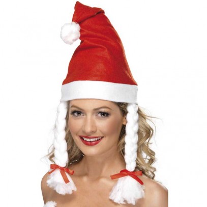 Miss-Santa-Mütze mit Zöpfen