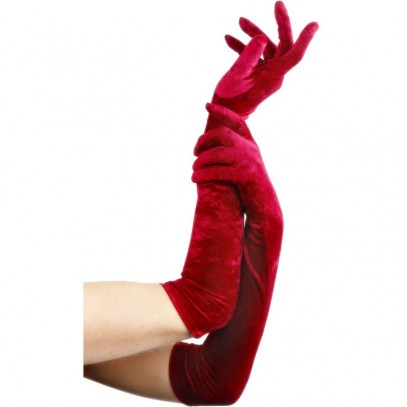 Rote veloursamt Handschuhe 53cm