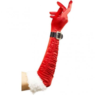 Lange Miss Santa Handschuhe mit Gürtel