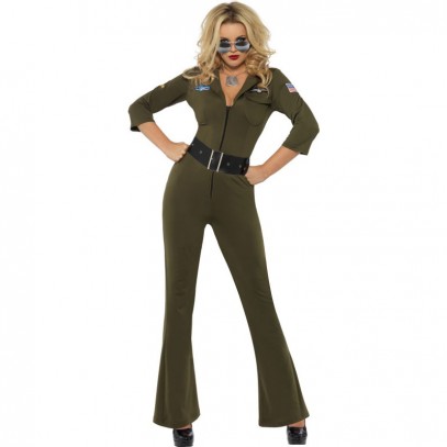 Sexy Top Gun Pilotin Kostüm 1