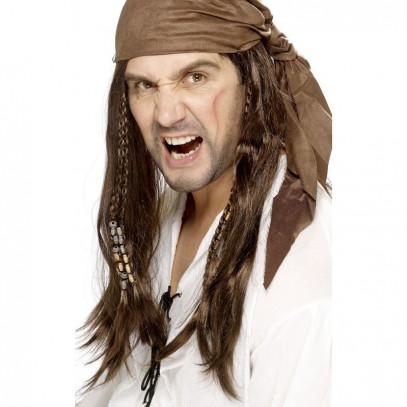 Piraten Freibeuter Perücke mit Kopftuch