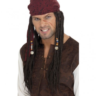 Piraten Plünderer Perücke mit Kopftuch