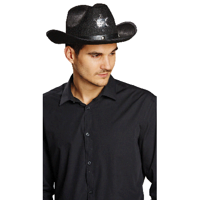Schwarzer Sheriff Hut mit Nieten 